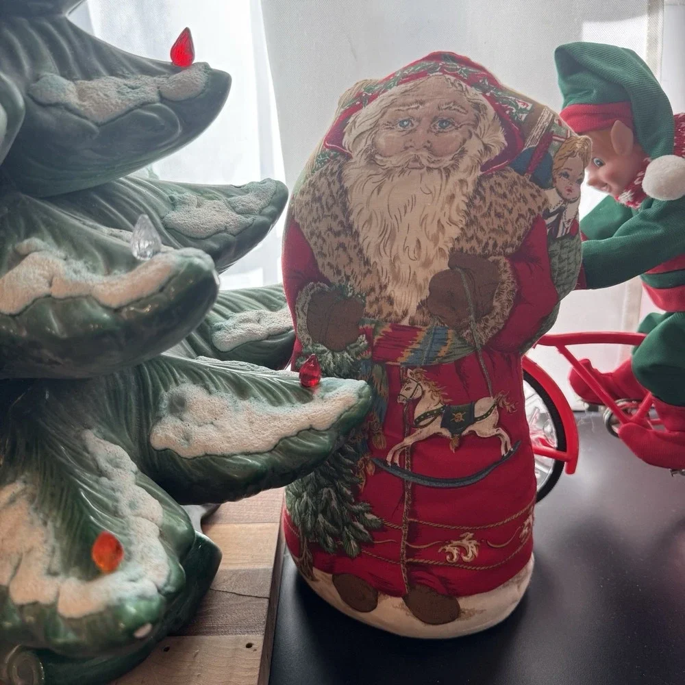 Vintage Fabric Santa Claus Father Christmas‎  Stuffed Pillow 12